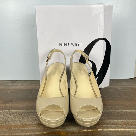 Nine West Tan Beige Open Toe Heels- Size 8.5 - Picture 3 of 7
